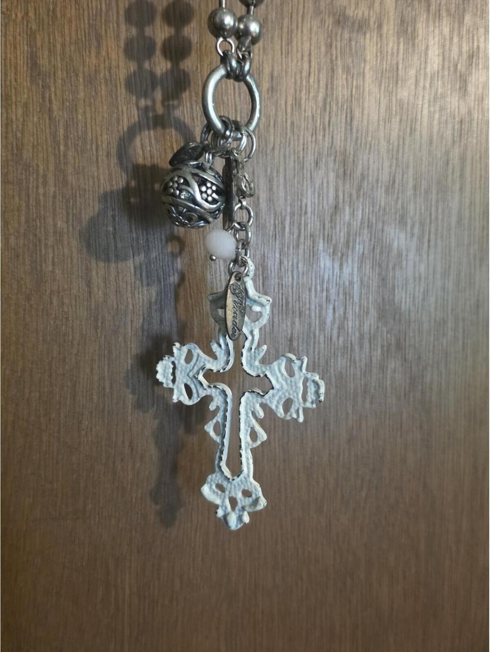 Boho Silver Cross Pendant Necklace - Picture 2 of 5